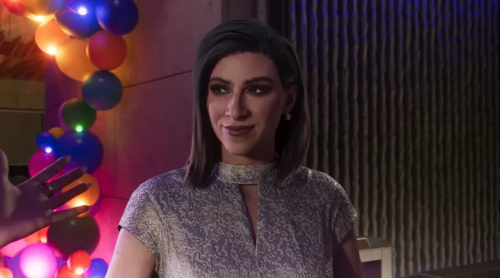 Party smile under the balloons