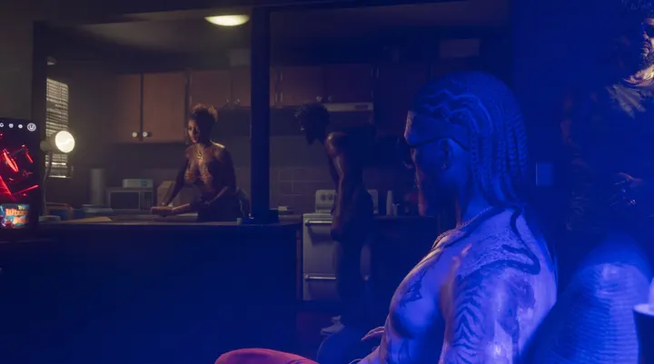 Blue light apartment hangout