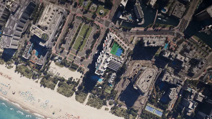 Aerial view of the beachfront
