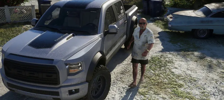 Raptor pickup on the gravel lot