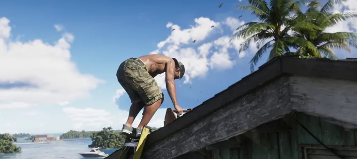 Up on the rooftop edge