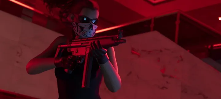Skull mask in the red glow