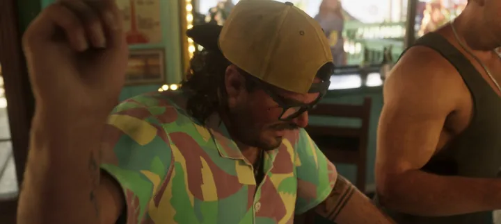 Floral shirt in the crowd