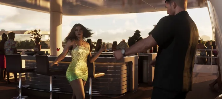 Gold dress on the dance floor