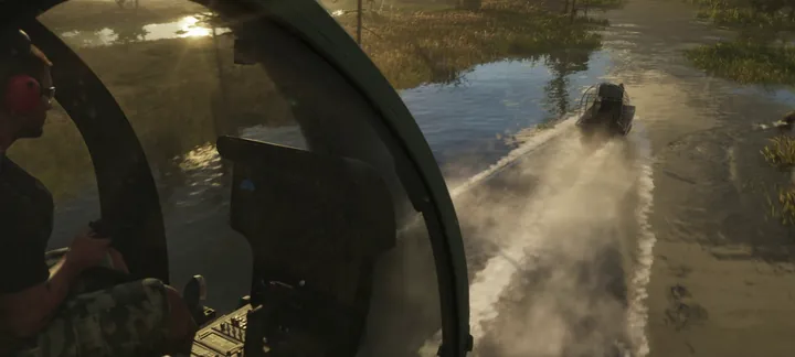 Airboat spray from the cockpit