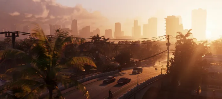 Vice City skyline at sunrise