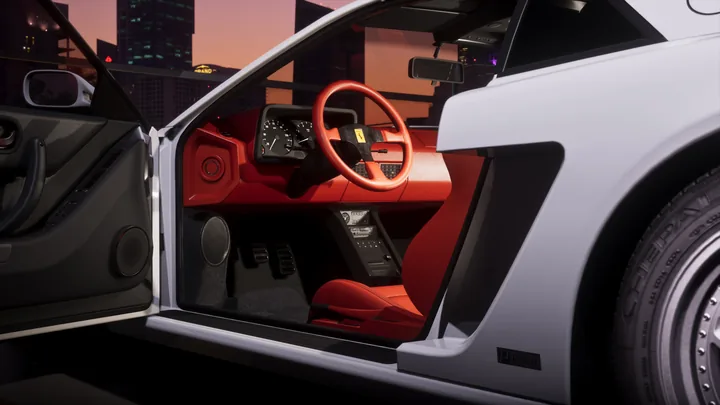 Doors open, red leather inside