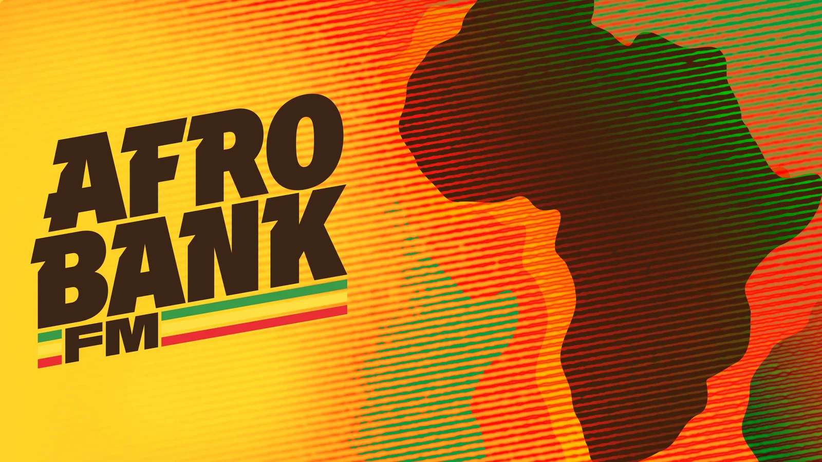 AfroBank FM artwork with green, red and black graphics of Africa
