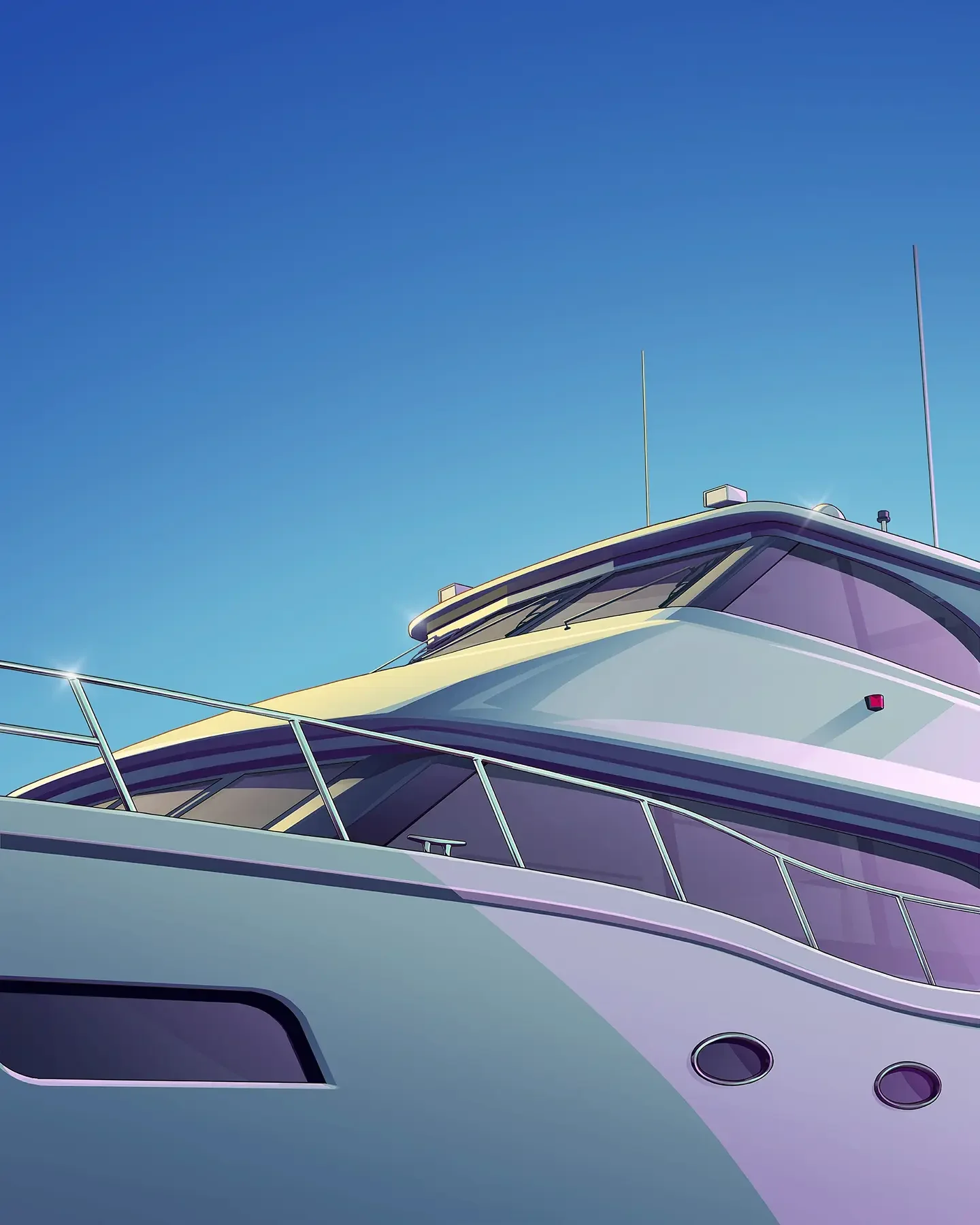 Official GTA 6 artwork of a white yacht on blue water under a clear sky