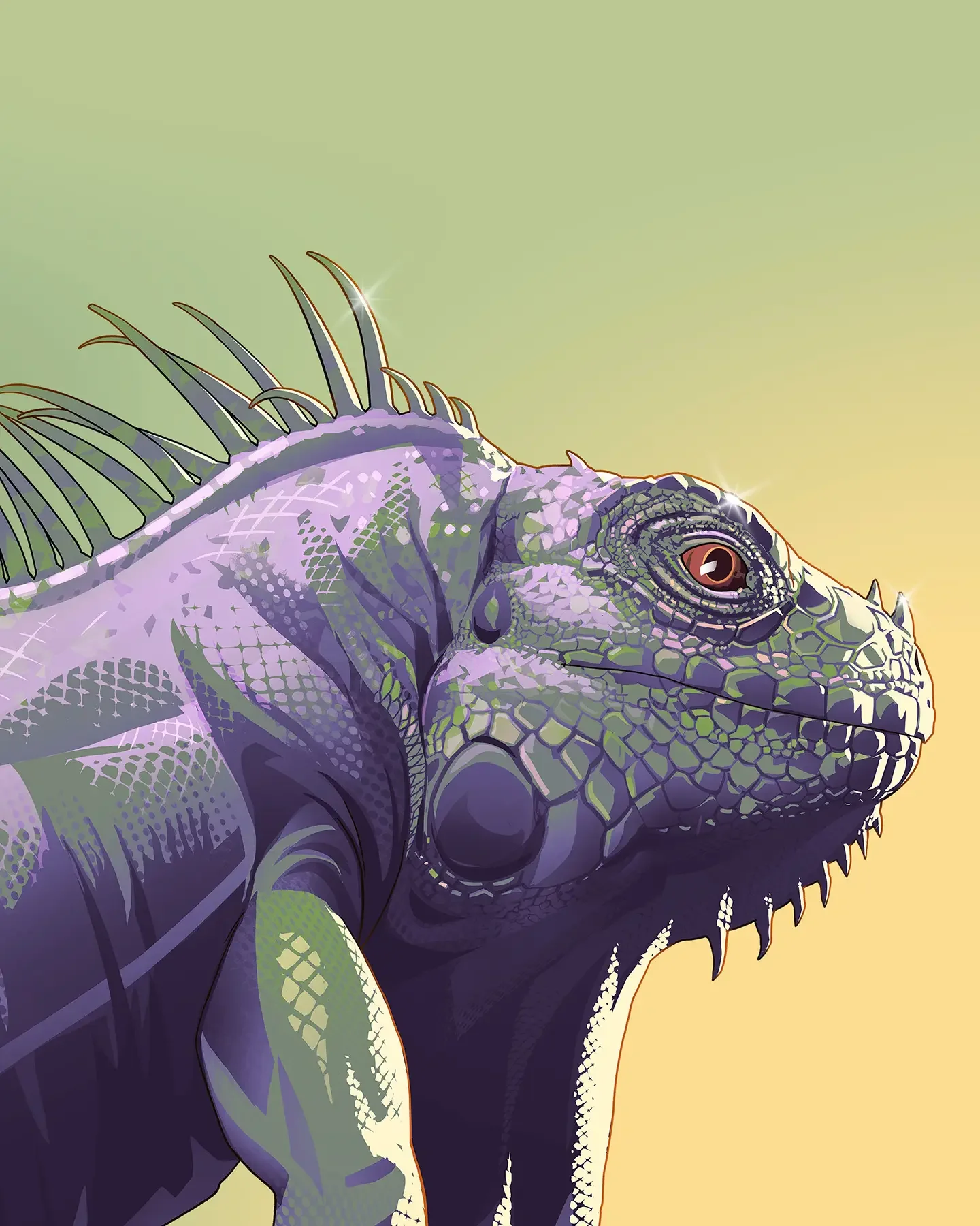 Official GTA 6 artwork of an iguana in close-up posted by Keith Richards