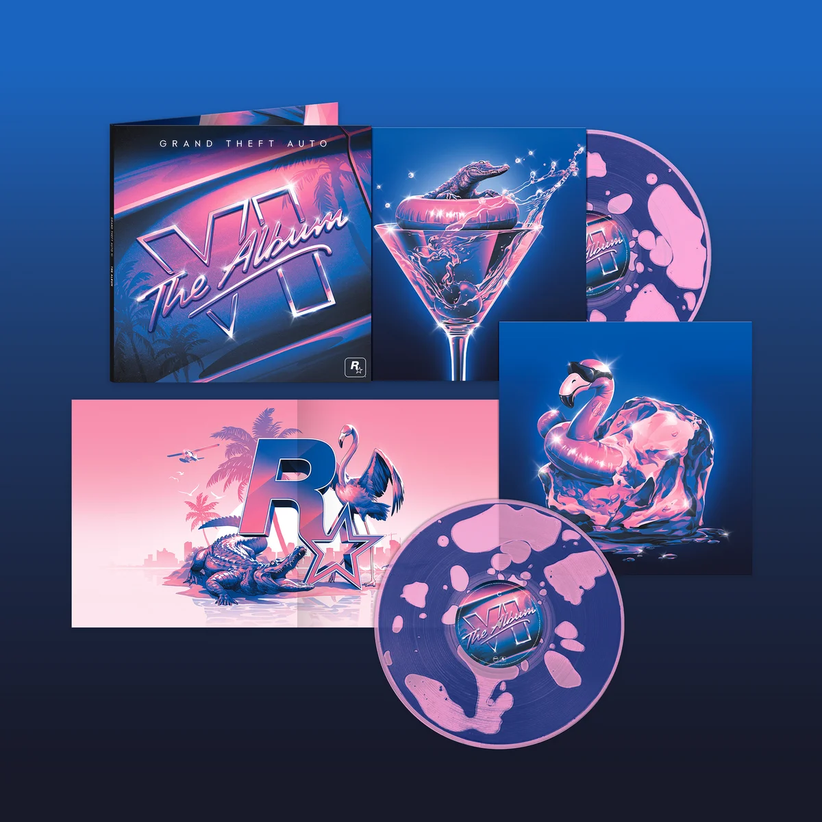 Limited-edition GTA VI: The Album vinyl with two transparent magenta liquid-filled discs and gatefold artwork