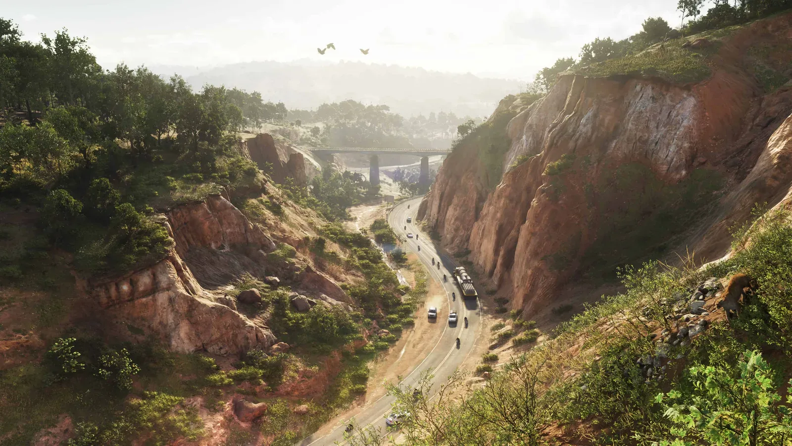 A river cutting through rocky terrain and forest in the Mount Kalaga region of GTA 6