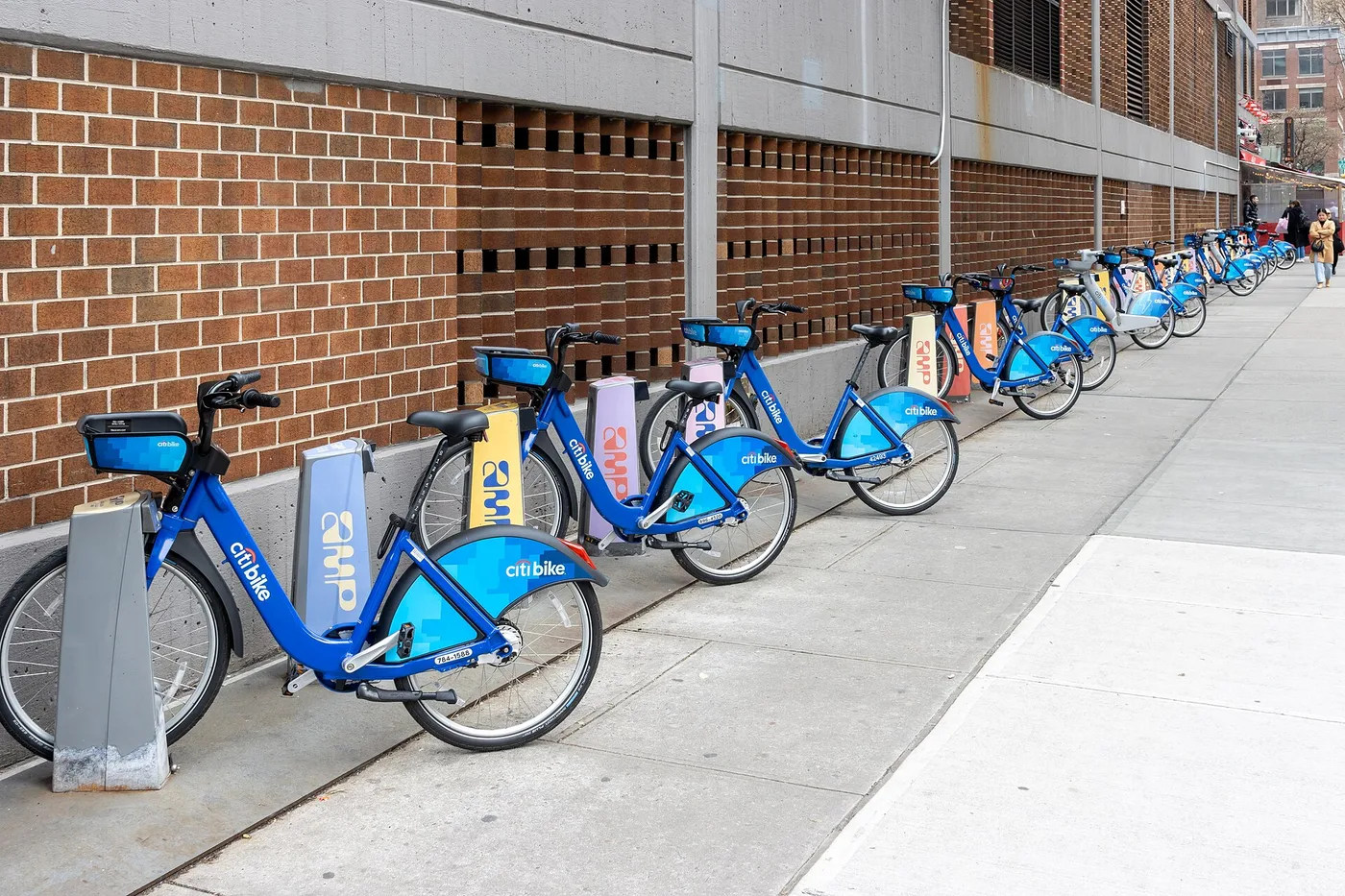 Citi Bike share bicycles at a docking station