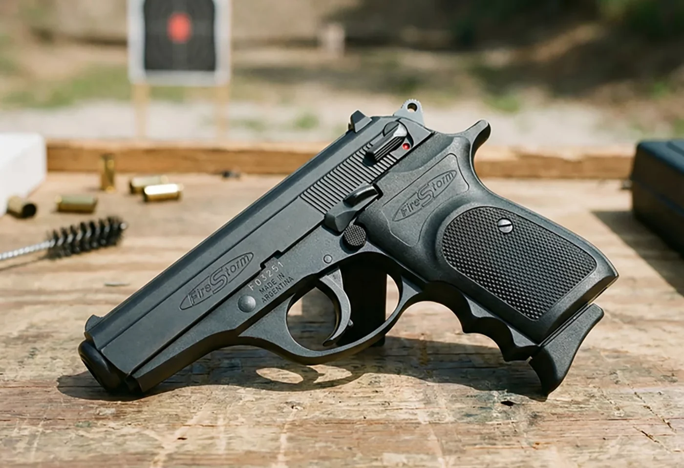 Bersa Firestorm 380 pistol, one of the real-world bases for the Nipper .38.